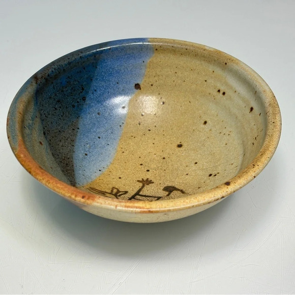 Handmade Stoneware Bowl with Native American Primitive Horse & Rider Drawing - Picture 8 of 8